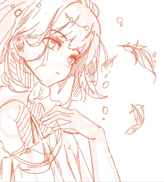 Dreamy portrait — starting sketch in Procreate